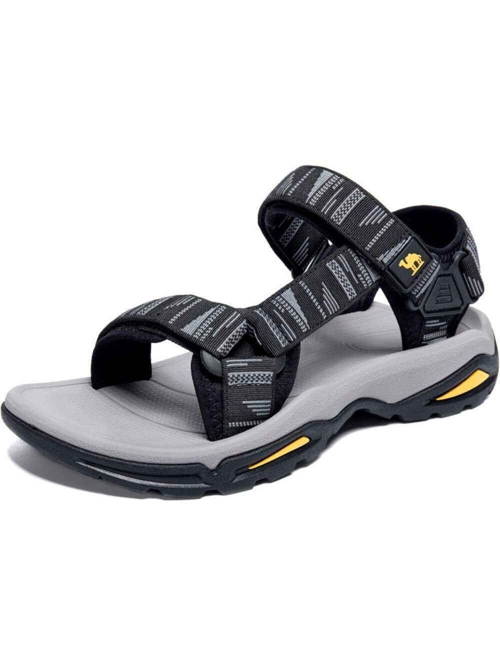 Men's Black Grey Arch Support Open Toe Beach Comfortable Hiking Sandals Shoes
